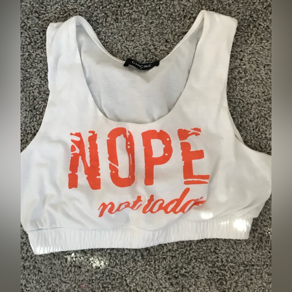 Chic White and Orange Graphic Crop Top